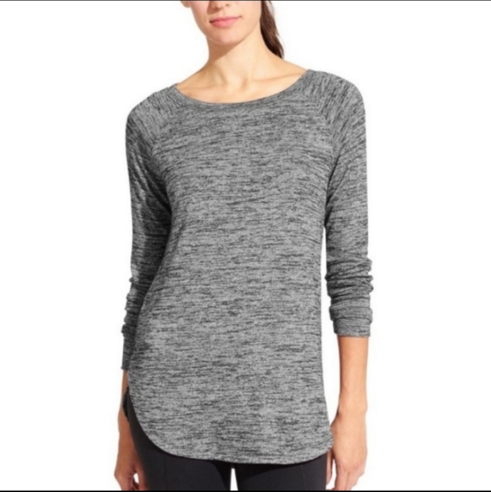 Athleta Pose Long Sleeve Top Marled Grey Size Large